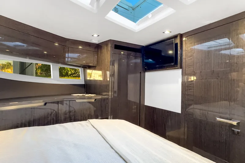 Slide: The Image of Luxurious interior of 2021 Galeon 500 Fly yacht with modern design and skylight. - 29