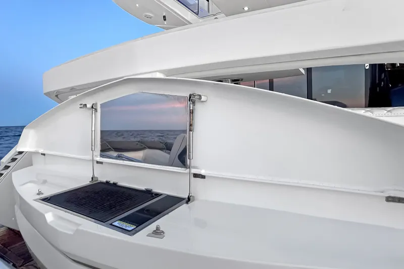 Slide: The Image of 2021 Galeon 500 Fly yacht with outdoor grill and ocean view. - 40