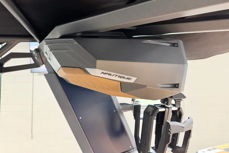 Slide: The Image of 2022 Nautique Super Air Nautique S23 boat speaker detail, showcasing sleek design and branding. - 30