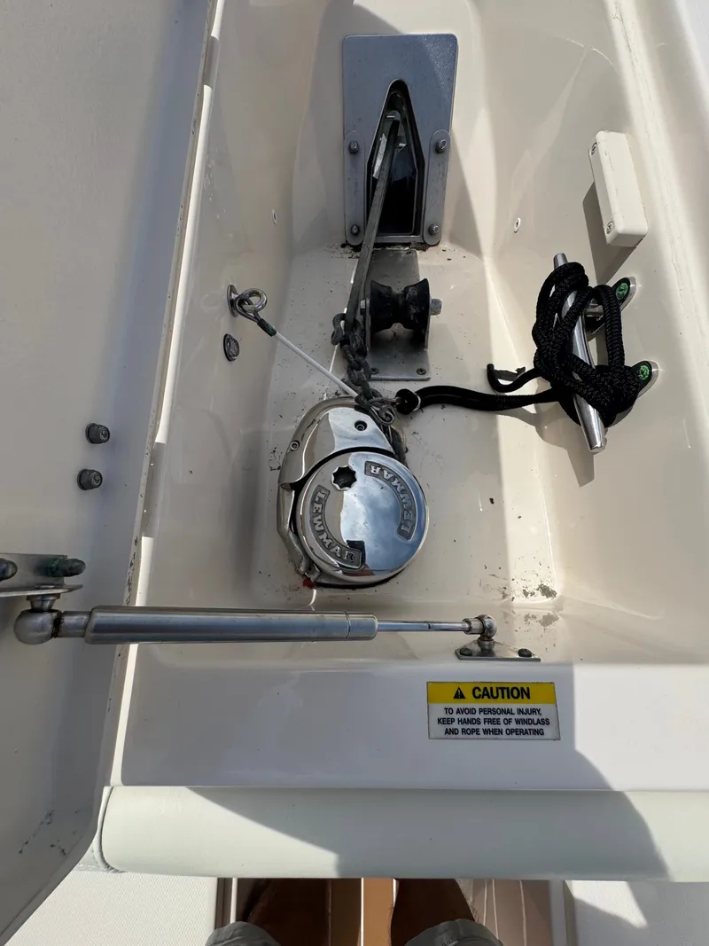 Slide: The Image of Close-up of an anchor system on a 2016 Grady-White Canyon 336 boat. - 23
