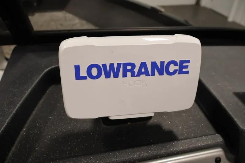 Slide: The Image of Lowrance Hook device on 2025 Tracker Pro Guide V-175 WT boat dashboard. - 23