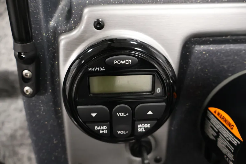 Slide: The Image of Control panel of 2025 Tracker Pro Guide V-175 WT boat, featuring power and volume buttons. - 25