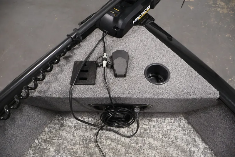 Slide: The Image of 2025 Tracker Pro Guide V-175 WT boat interior with Minn Kota trolling motor. - 15