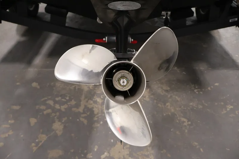 Slide: The Image of 2025 Tracker Pro Guide V-175 WT boat propeller on concrete floor. - 48