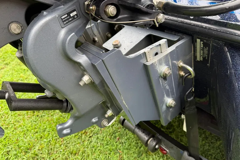 Slide: The Image of Close-up of 2018 Skeeter FX20 Limited Edition boat motor mount on grass. - 10