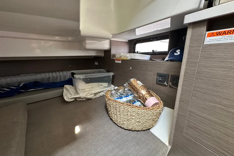 Slide: The Image of Interior cabin of 2024 Beneteau Flyer 9 SUNdeck with storage and basket. - 20