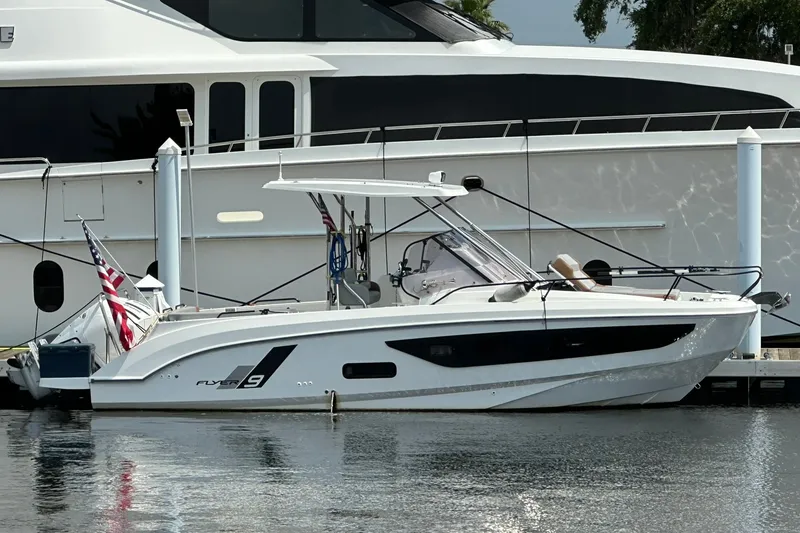 The Image of 2024 Beneteau Flyer 9 SUNdeck boat docked, featuring sleek design and modern amenities. - 0