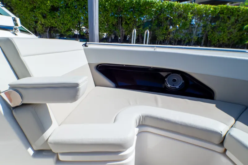 Slide: The Image of Luxurious seating on 2023 Boston Whaler 280 Vantage boat, featuring sleek design and comfort. - 95