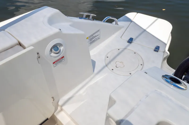 Slide: The Image of 2023 Boston Whaler 280 Vantage boat deck, featuring sleek design and modern fittings. - 34