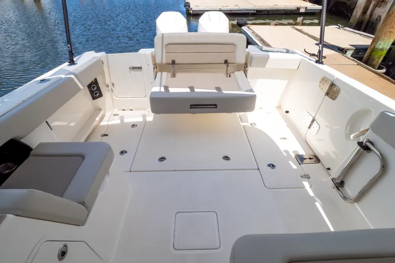 Slide: The Image of 2023 Boston Whaler 280 Vantage boat interior with spacious seating and sleek design. - 50