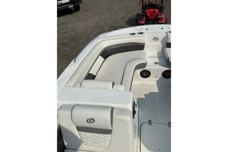 Slide: The Image of 2023 Hurricane SunDeck Sport 192 RL OB boat interior with sleek seating and modern design. - 9