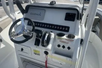 Slide: The Image of 2023 Crownline 220 CC Finseeker boat console with Garmin navigation system. - 9