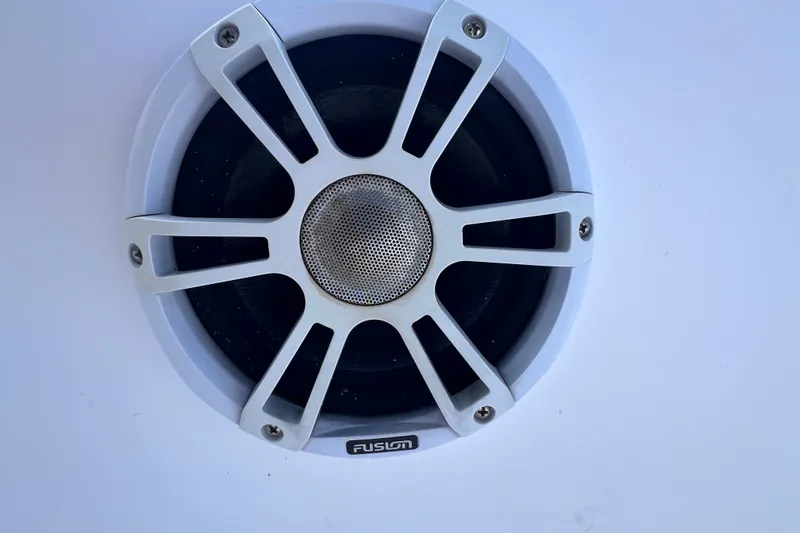 Slide: The Image of Fusion marine speaker on a 2001 Cobia 254 Center Console boat. - 40