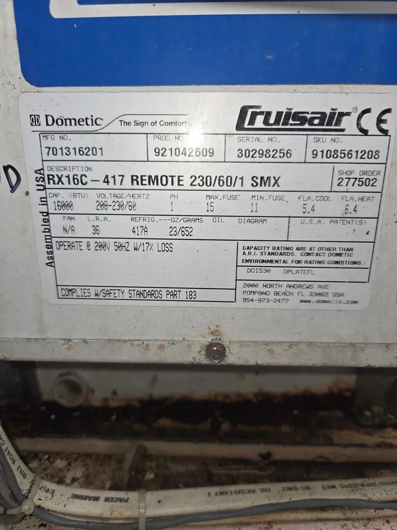 Slide: The Image of A Cruisair air conditioning label with technical specifications and model information. - 37