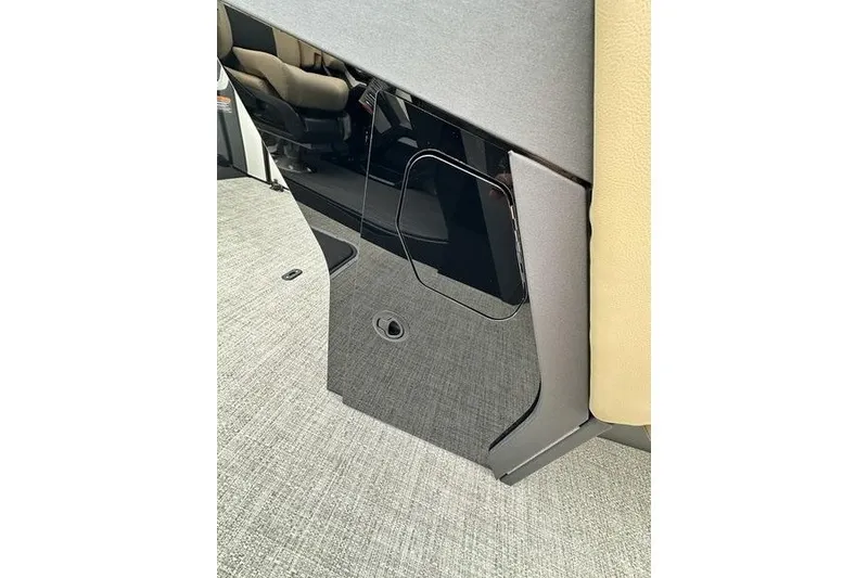 Slide: The Image of Interior detail of 2026 Flamingo Rove 24' boat, featuring sleek black panel design. - 31