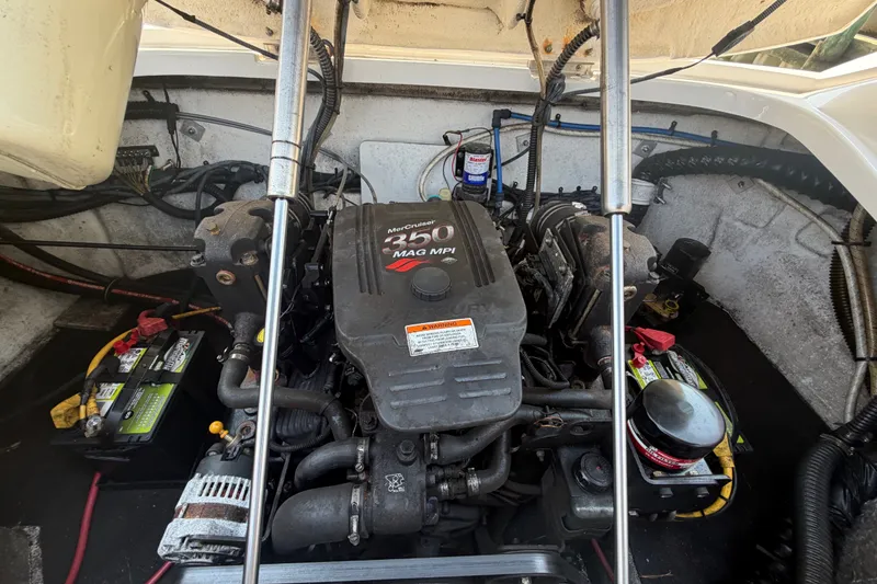 Slide: The Image of Engine compartment of a 2008 Crownline 240 LS boat with MerCruiser 350 MAG MPI engine. - 31