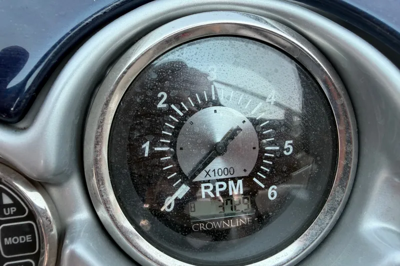 Slide: The Image of Close-up of a 2008 Crownline 240 LS tachometer displaying RPM readings. - 29