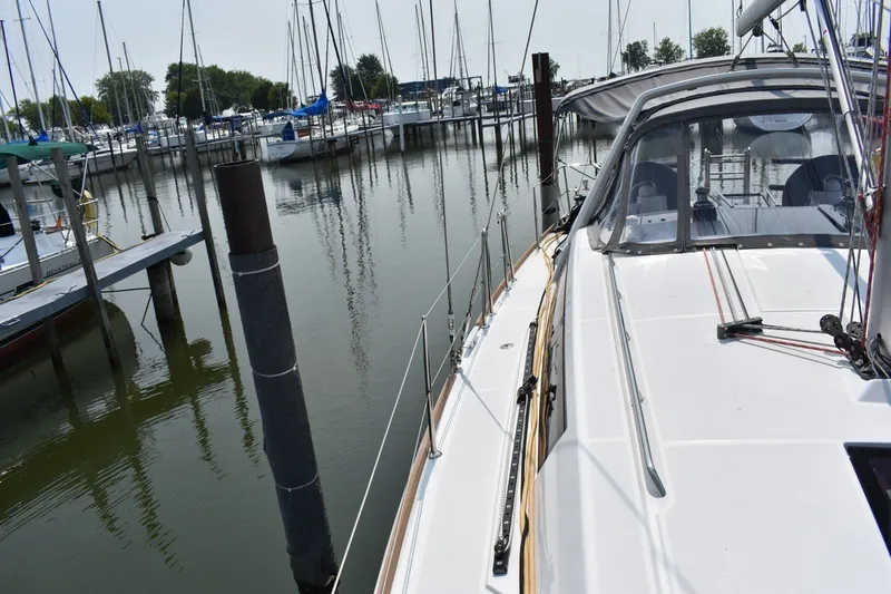 Slide: The Image of Beneteau Oceanis 41.1 sailboat docked in a marina, 2012 model. - 28