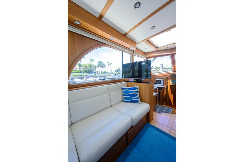 Slide: The Image of Interior of 2018 Sabre 45 Salon Express yacht with elegant seating and modern amenities. - 37