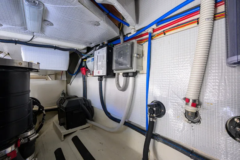 Slide: The Image of Engine room of 2018 Sabre 45 Salon Express with wiring and components. - 70