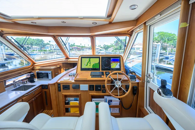 Slide: The Image of Interior of 2018 Sabre 45 Salon Express yacht with modern navigation system. - 41