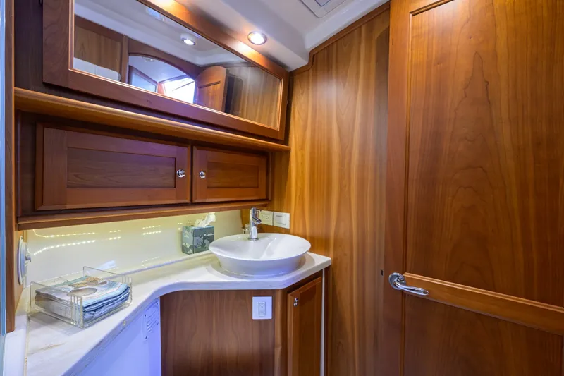 Slide: The Image of Luxurious wooden bathroom interior of 2018 Sabre 45 Salon Express yacht. - 22