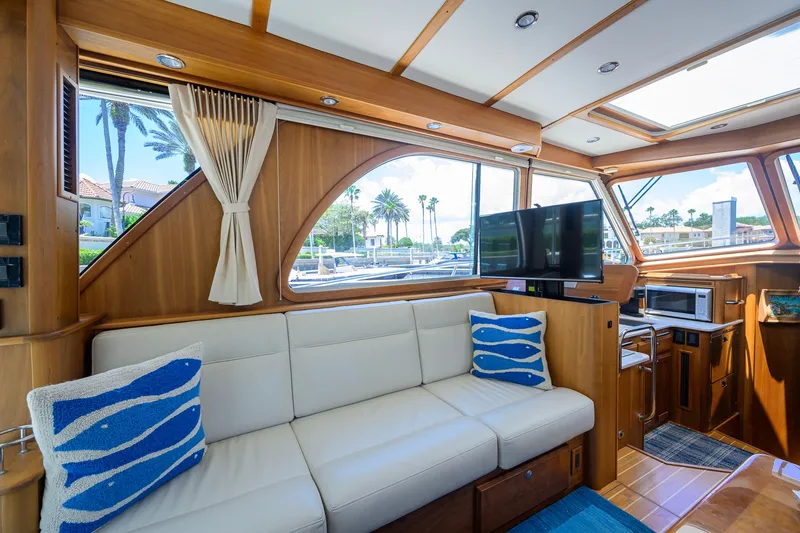 Slide: The Image of Luxurious interior of 2018 Sabre 45 Salon Express yacht with plush seating and modern amenities. - 36