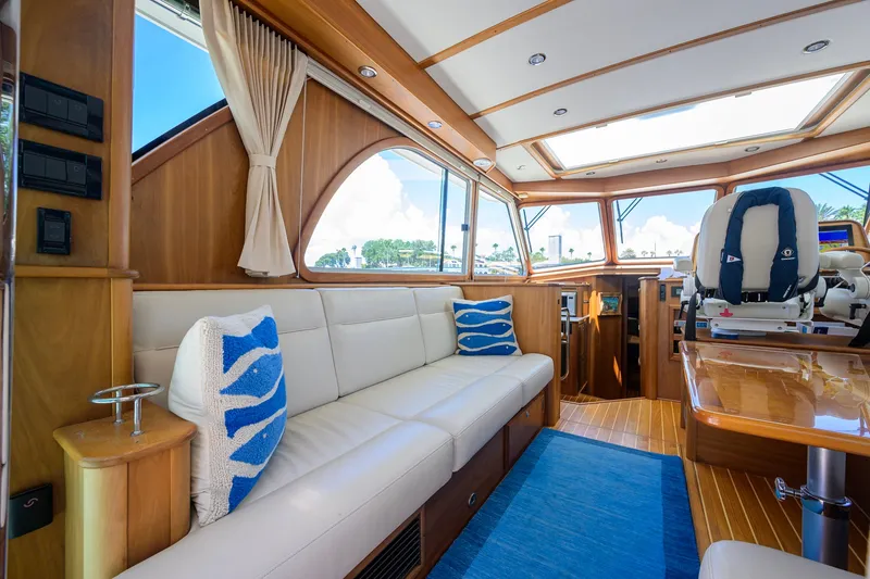 Slide: The Image of Luxurious interior of 2018 Sabre 45 Salon Express yacht with elegant seating and nautical decor. - 35