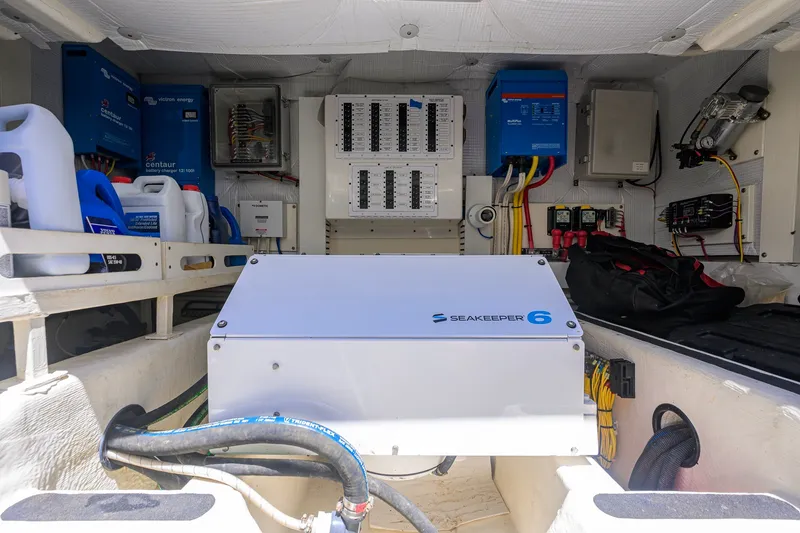 Slide: The Image of Engine room of 2018 Sabre 45 Salon Express with Seakeeper 6 stabilizer system. - 60