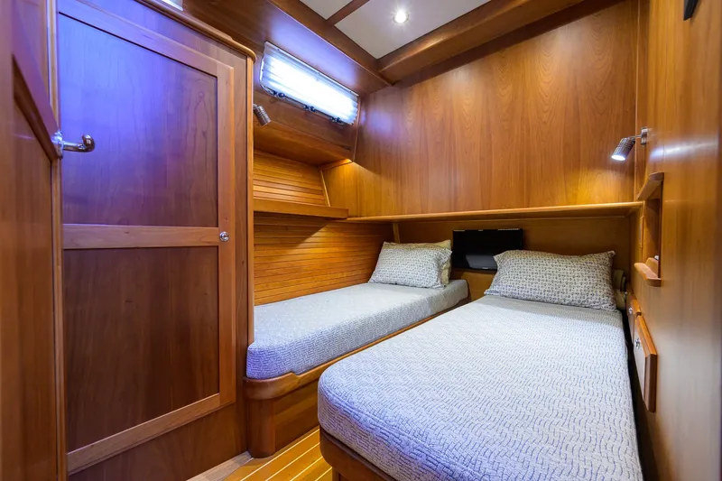Slide: The Image of Cozy twin cabin interior of 2018 Sabre 45 Salon Express yacht. - 18