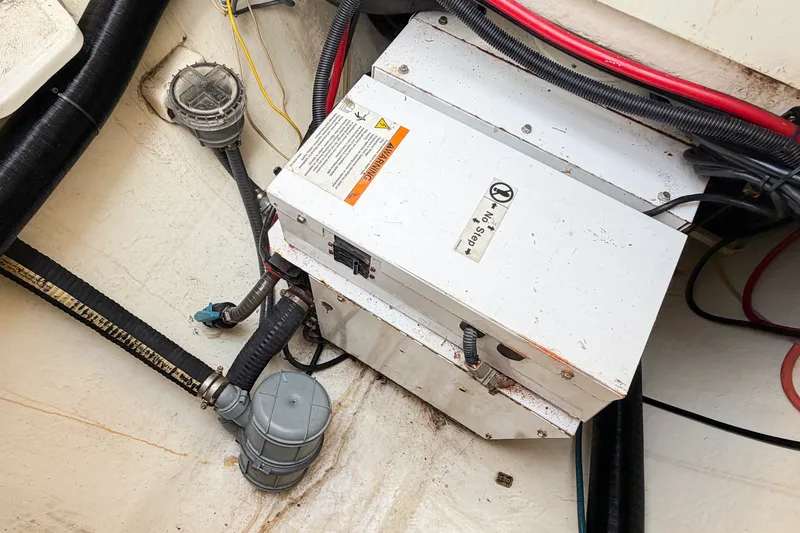 Slide: The Image of Electrical components and wiring inside a 2010 St Francis SF 50 boat. - 109