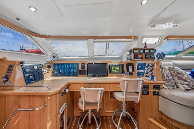 Slide: The Image of Luxurious 2010 St Francis SF 50 yacht interior with advanced navigation equipment and plush seating. - 75