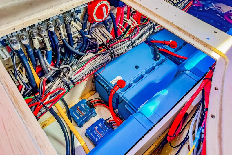 Slide: The Image of Electrical wiring and components inside a 2010 St Francis SF 50 boat. - 86