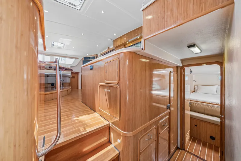 Slide: The Image of Luxurious interior of 2010 St Francis SF 50 yacht with wooden finishes and cozy cabin. - 102