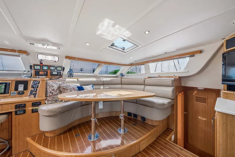 Slide: The Image of Luxurious interior of 2010 St Francis SF 50 yacht with plush seating and navigation controls. - 71