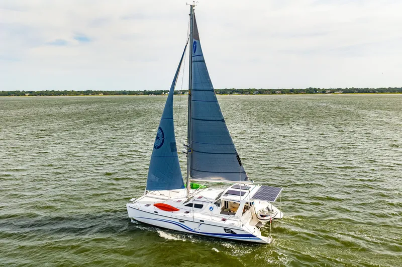 Slide: The Image of Sailing catamaran St Francis SF 50, 2010 model, cruising on open water. - 4