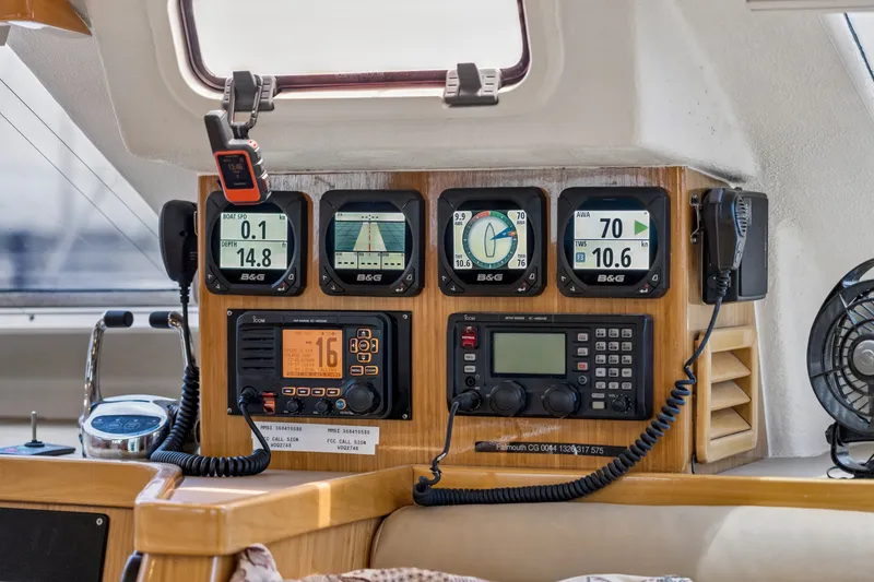 Slide: The Image of Control panel of a 2010 St Francis SF 50 yacht with navigation instruments. - 81