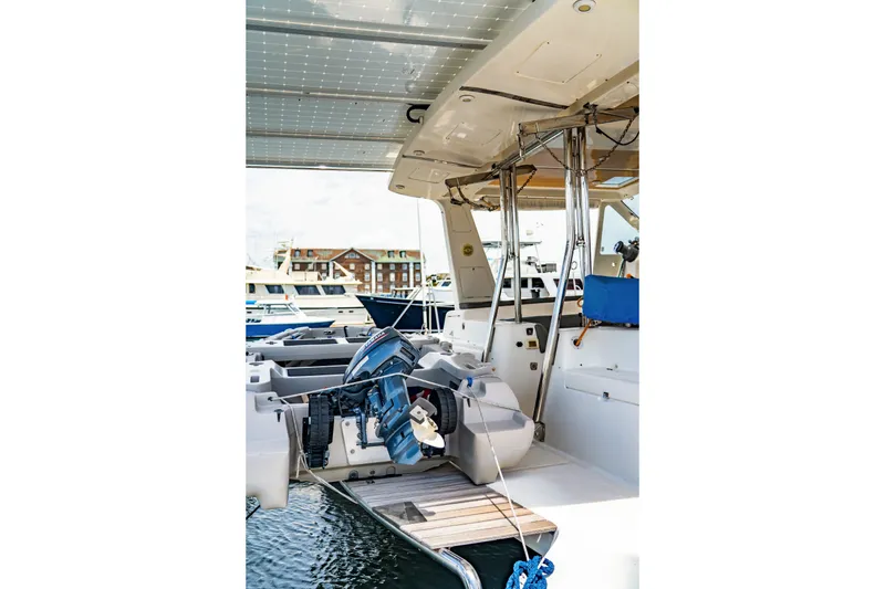 Slide: The Image of St Francis SF 50 yacht interior, showcasing modern design and equipment, docked at marina. - 56