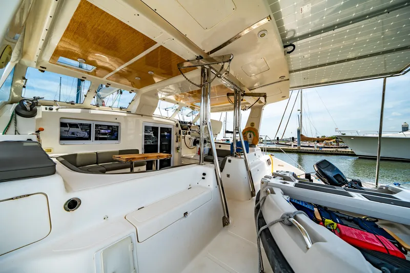 Slide: The Image of Spacious interior of 2010 St Francis SF 50 catamaran docked at marina. - 37