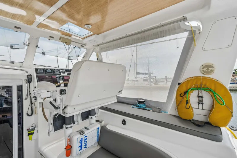 Slide: The Image of Interior view of 2010 St Francis SF 50 yacht cockpit with navigation equipment and safety gear. - 49