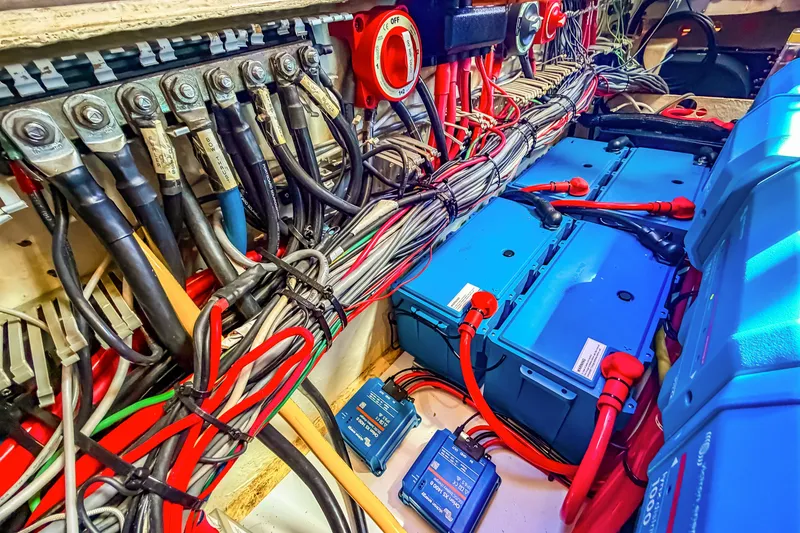 Slide: The Image of Electrical wiring and battery setup in a 2010 St Francis SF 50 model. - 87