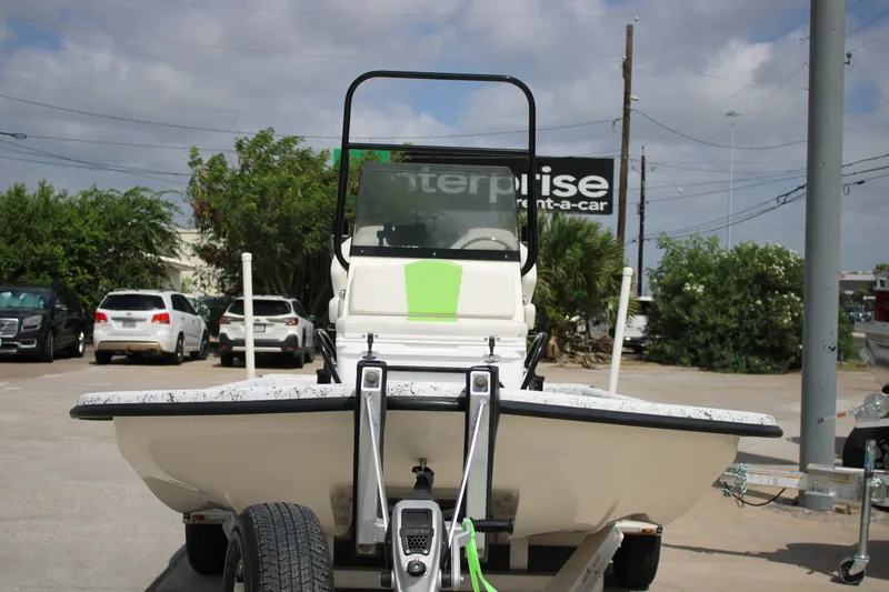 Slide: The Image of 2018 Shallow Stalker 204 RC boat on trailer in parking lot. - 7