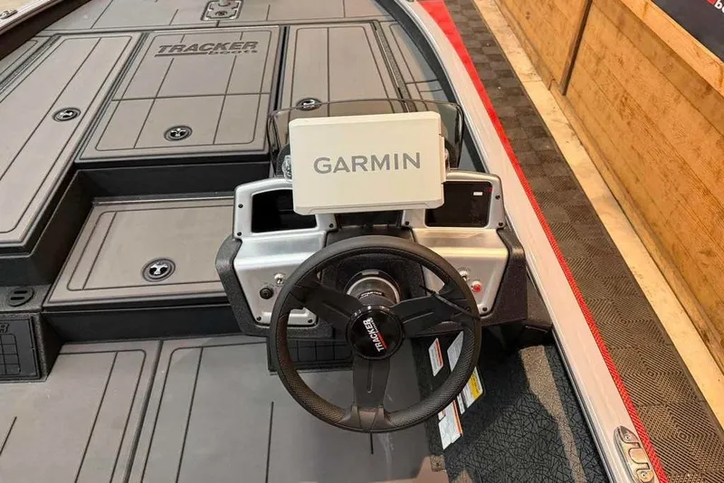 Slide: The Image of Steering console of 2026 Tracker Savage 215 boat with Garmin navigation system. - 4