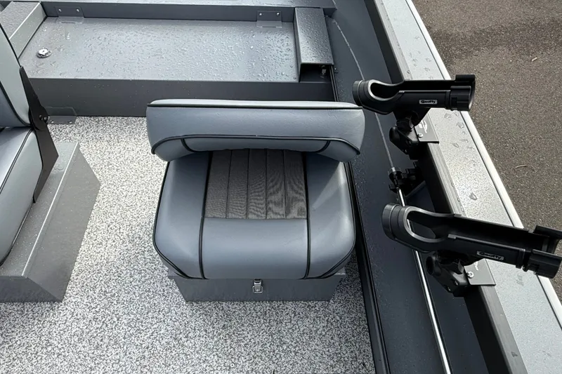 Slide: The Image of 2027 Alumaweld Free Drifter 18 boat interior with seating and rod holders. - 15