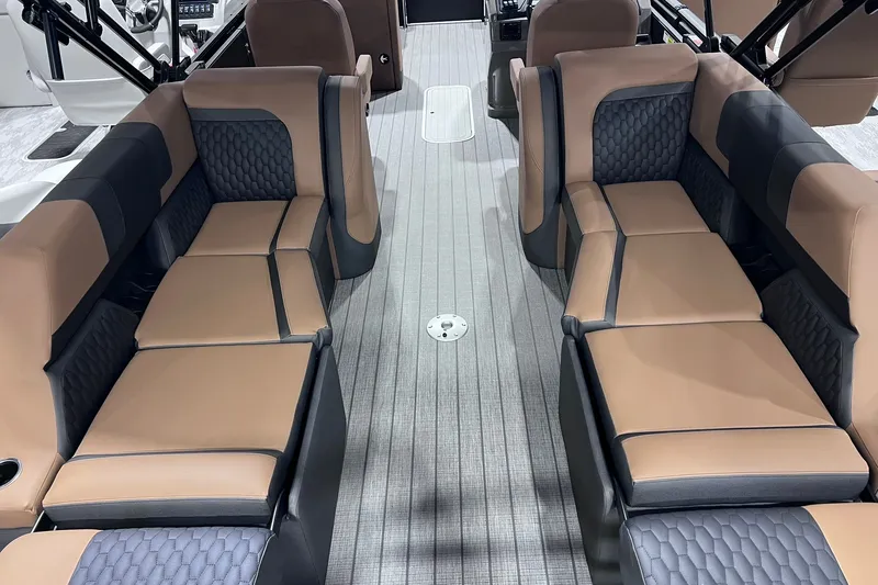 Slide: The Image of Luxurious interior of 2026 Sylvan L3 LZ DH boat with plush seating and modern design. - 15