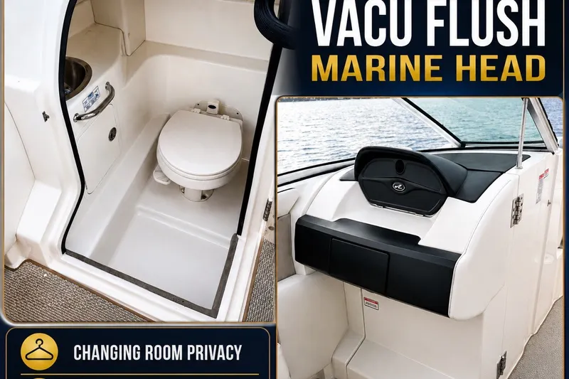Slide: The Image of 2006 Sea Ray 270 SLX boat featuring VacuFlush marine head and changing room privacy. - 20