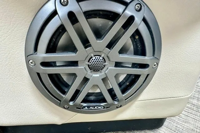 Slide: The Image of JL Audio speaker on 2017 Landau Island Breeze 212 Cruise boat interior. - 12