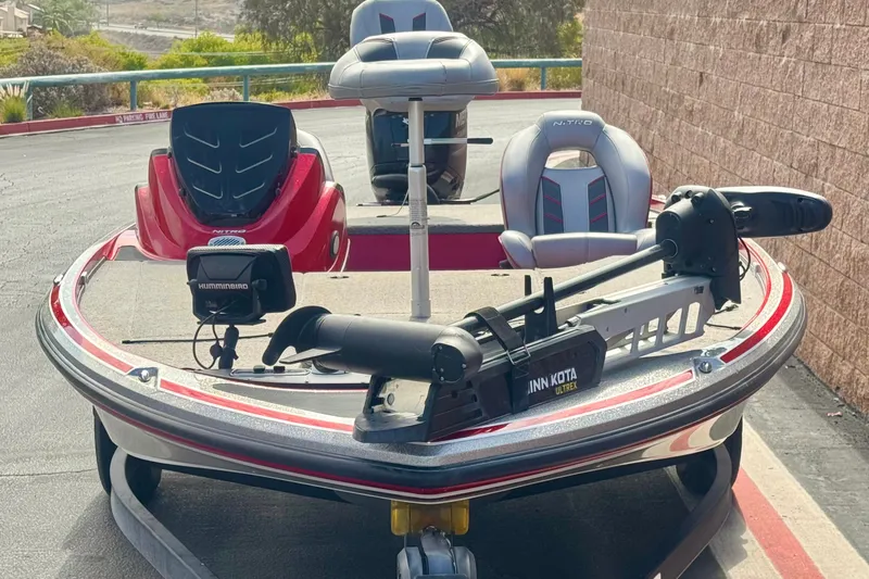 Slide: The Image of 2018 Nitro Z18 fishing boat with Minn Kota Ultrex motor and Humminbird electronics. - 2