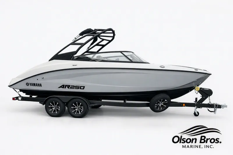 The Image of 2026 Yamaha Boats AR250 on trailer, displayed by Olson Bros. Marine, Inc. - 0