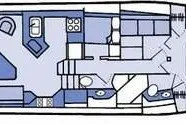 Slide: The Image of Floor plan of a 2000 Bayliner 4788 Pilot House Motoryacht, showcasing interior layout. - 13